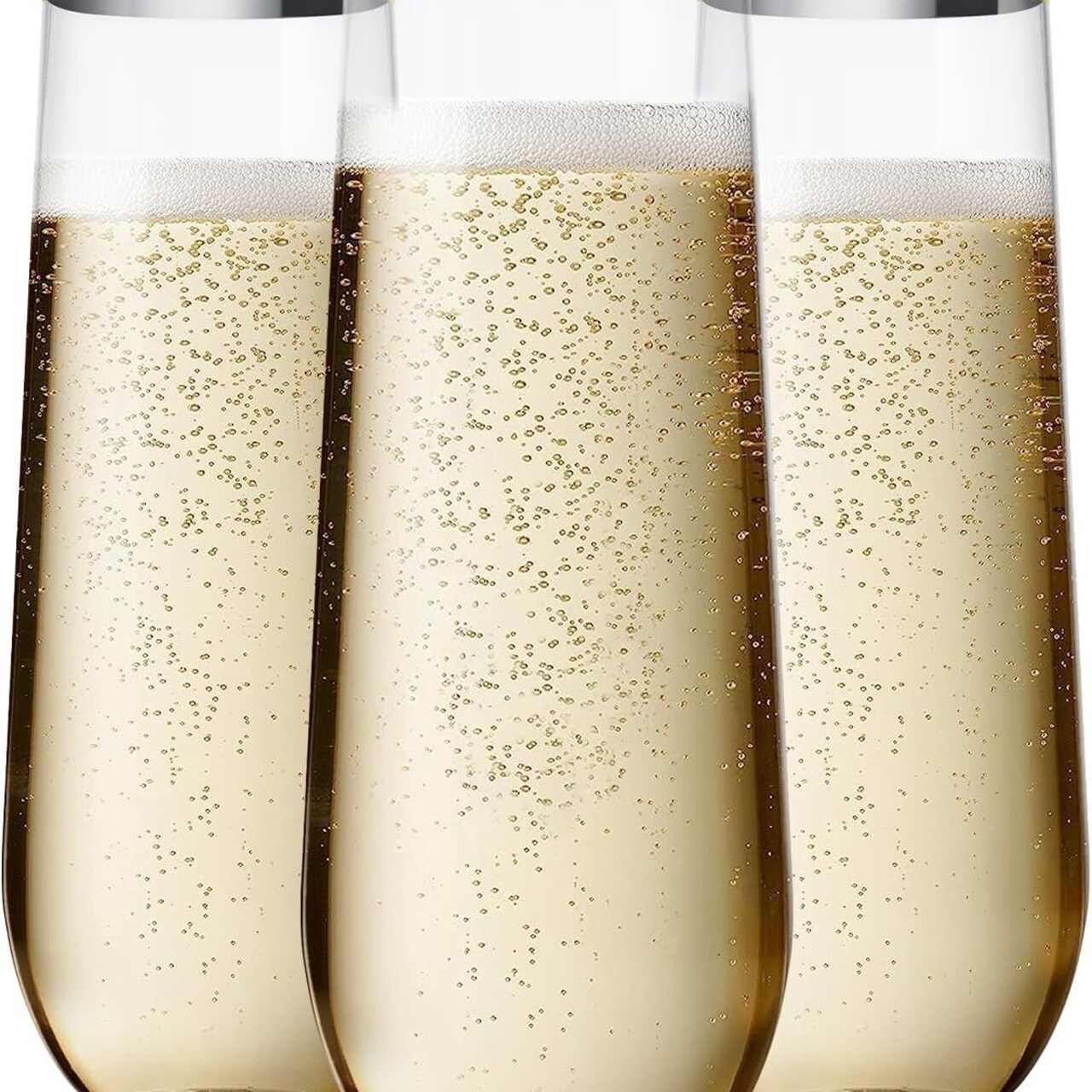 Edge Collections -9 Oz-Gold-Elegant Disposable Champagne Flutes for Celebrations-24 pcs